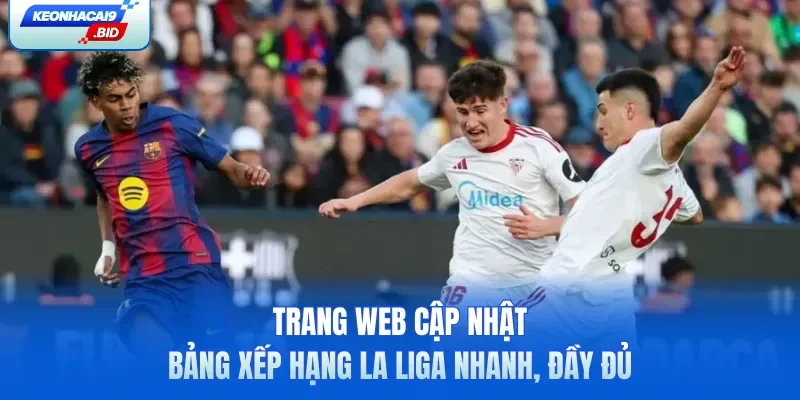 Trang web cập nhật bảng xếp hạng La Liga nhanh, đầy đủ
